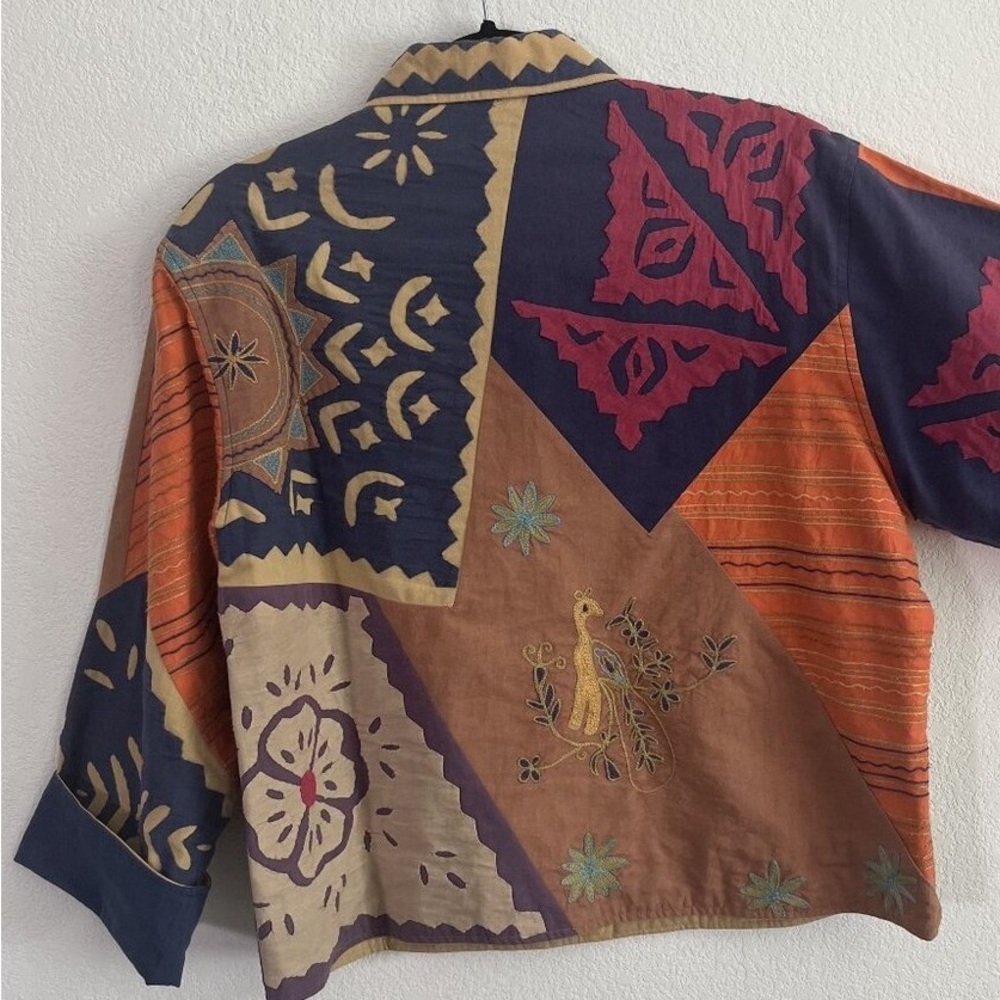 Boho Patchwork Embroidered Jacket - Rust Multi - image 3